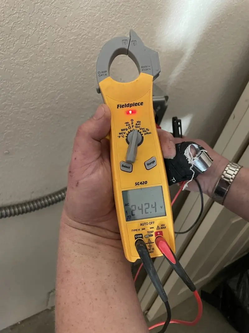 Voltage testing with clamp meter during Hot Tub / Pool Electrical Wiring in Agoura Hills